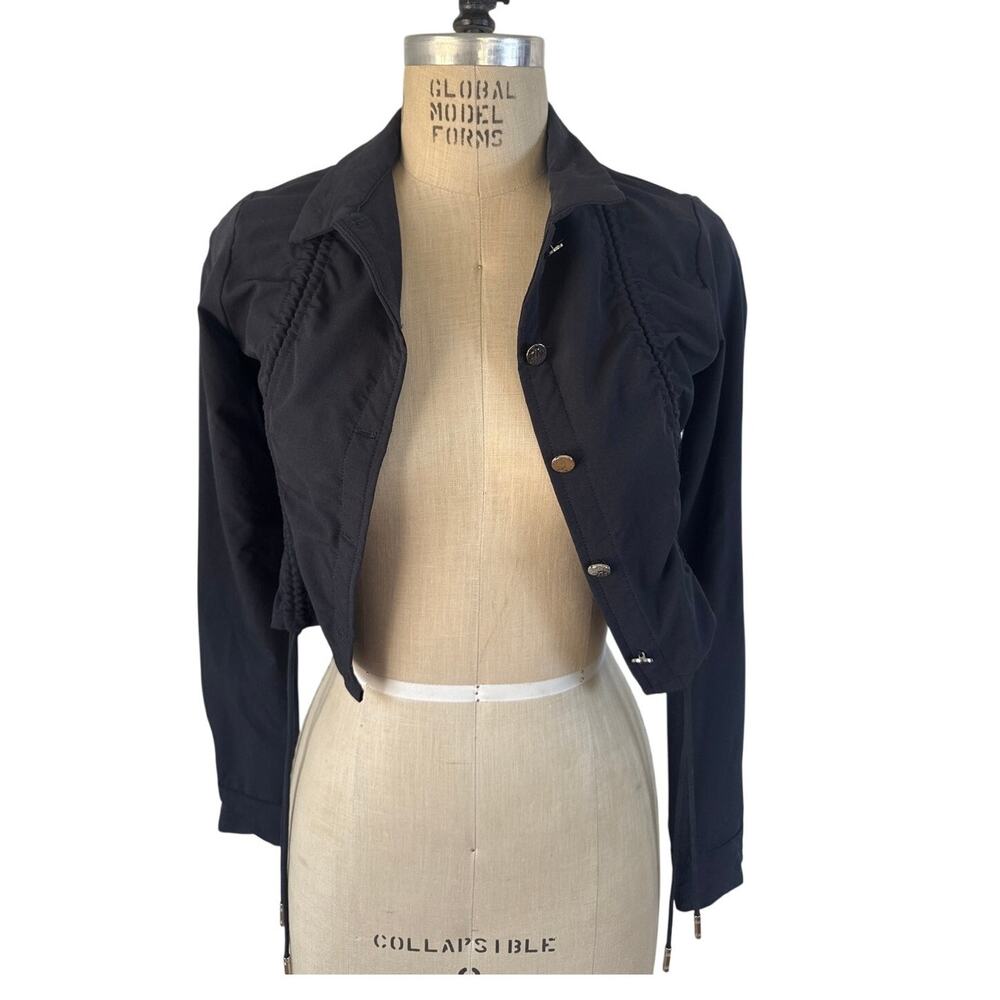 Maniere De Voir Cropped Jacket Lightweight Black Size 6 Chic Nylon